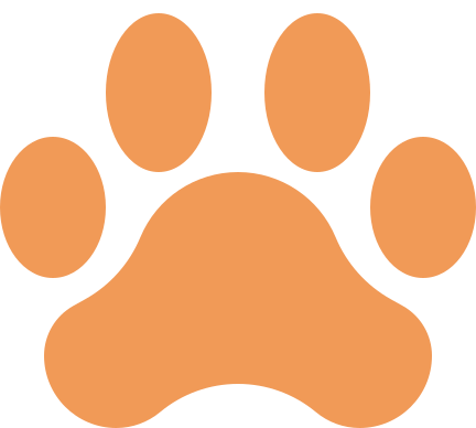 An orange paw print icon with four toes and a pad, displayed on a black background, representing the Central Florida Animal Reserve.