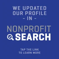 Text graphic stating: "We updated our profile in Nonprofit Search. Tap the link to learn more about the Central Florida Animal Reserve media kit" on a blue background.